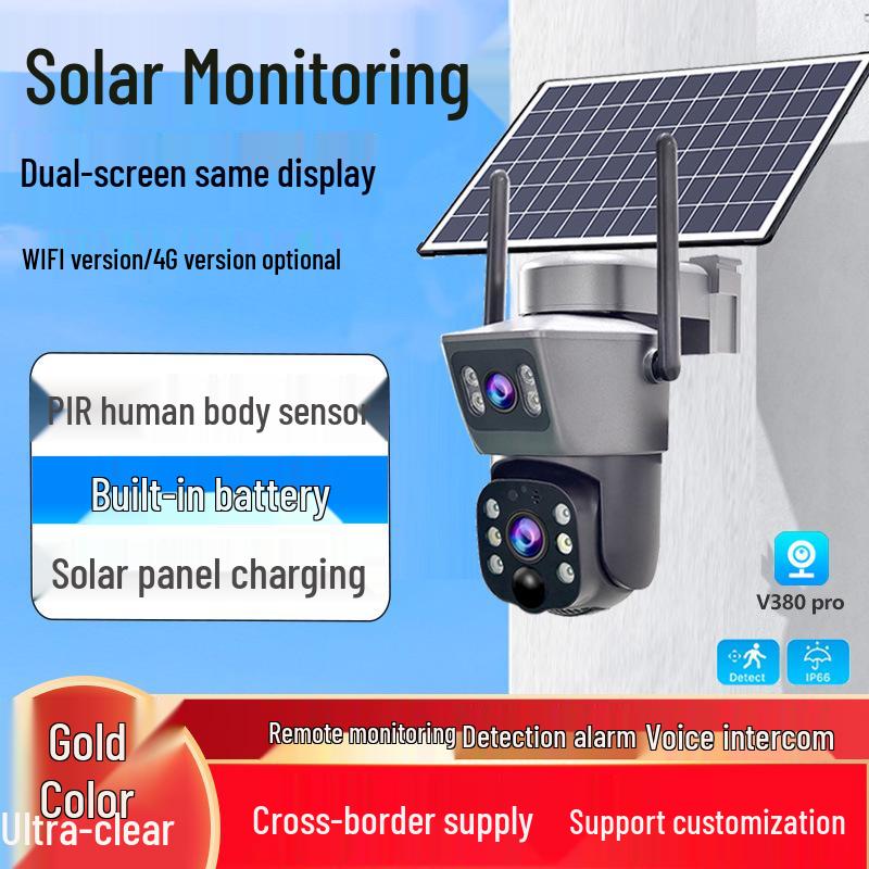 V380 Outdoor 360° Solar-Powered HD Wireless 4G Security Camera Binocular