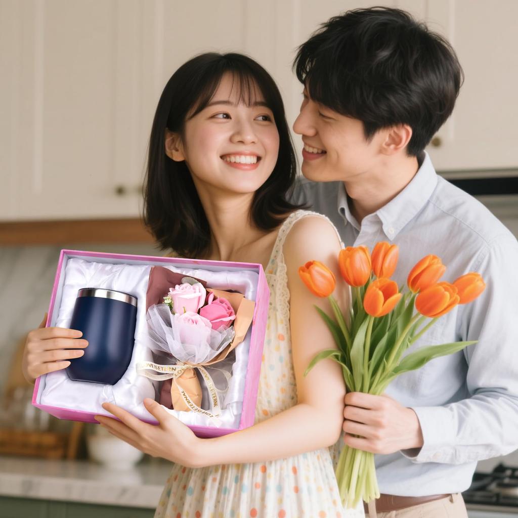 Deluxe 360ml Vacuum Insulated Tumbler Gift Stainless Insulates Hot and Cold Includes Rose Soap Message and 4 Stainless Steel Ice Perfect for Respect