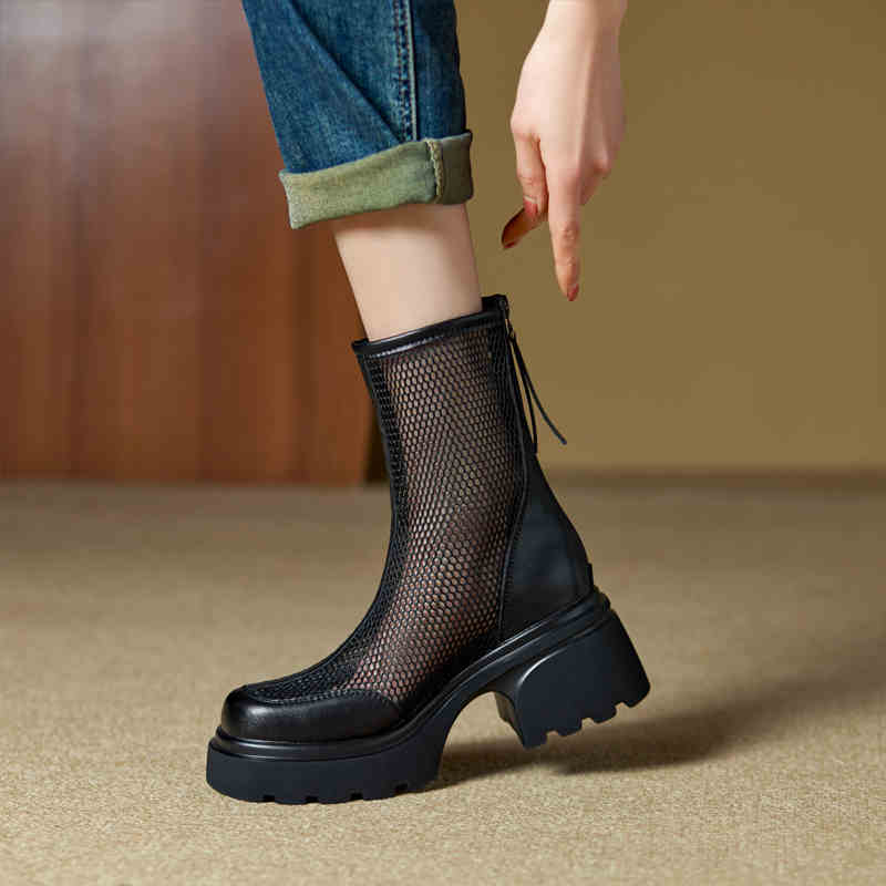 Fashion Platform Thick Heels Hollow Out Sandals Summer Fashion Trend Comfort Breathable Boots Casual Street Style Shoes