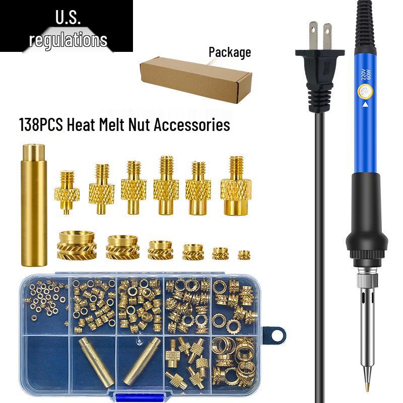 

Temperature-Controlled Electric Soldering Iron Kit with Hot Melt Nut Pressing Heads and Brass Inserts for 3D Printer Accessories (M2-M8)