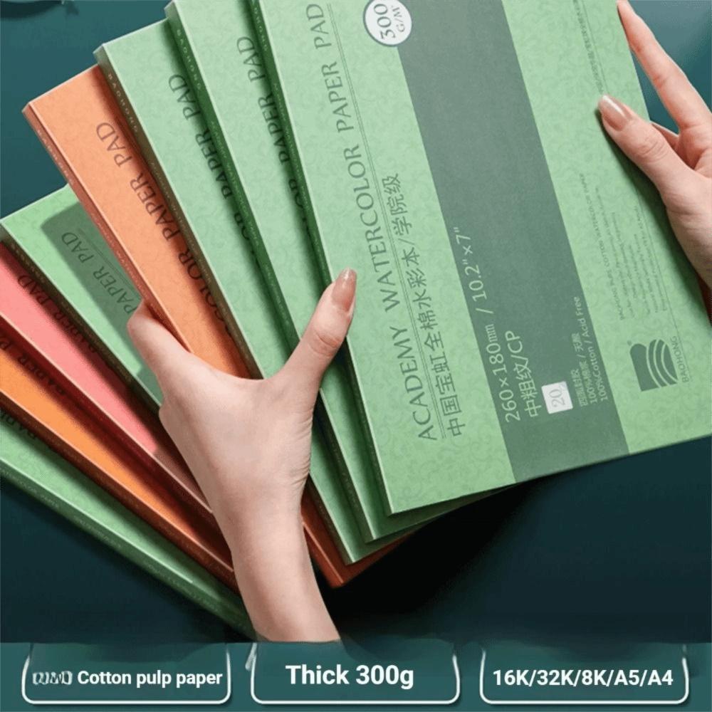 New 20 Sheets Watercolor Paper Block 32K 16K 8K 300g Watercolor Sketchbook Art Paper 100% Cotton Water Color Drawing Paper