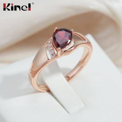 Kinel owalne czerwone pierścionki z cyrkonią dla kobiet Outdoor Daily Fine Jewelry Gift