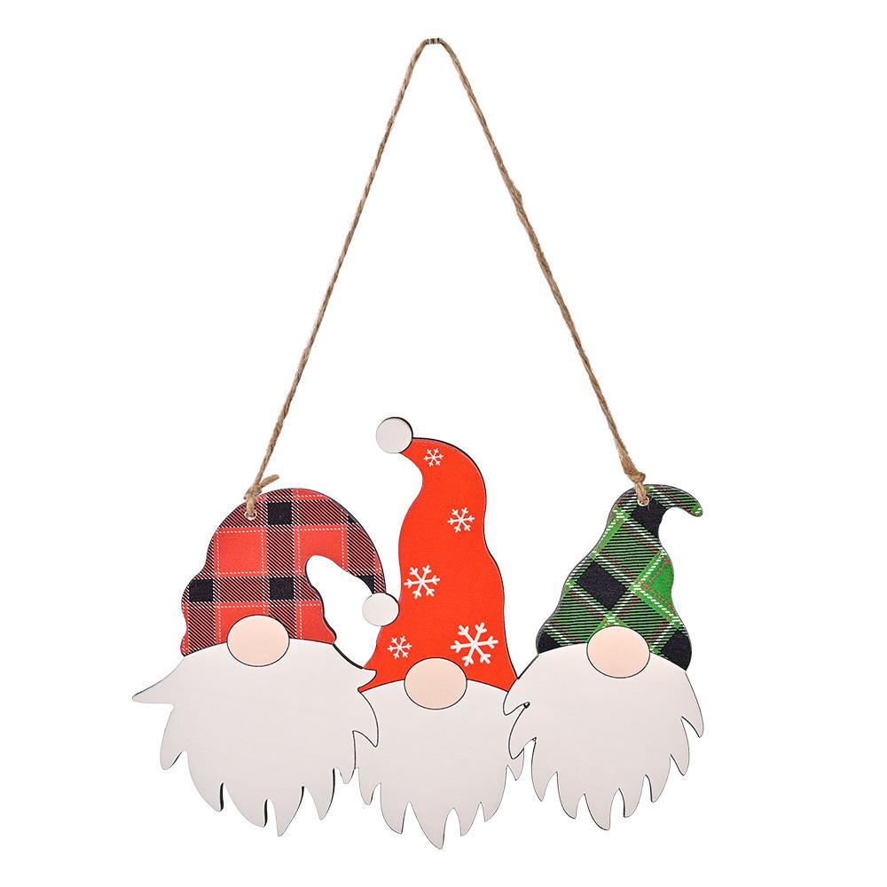 Wooden Decoration Christmas Three Head Rudolph Door Hanging Home Wall Decoration