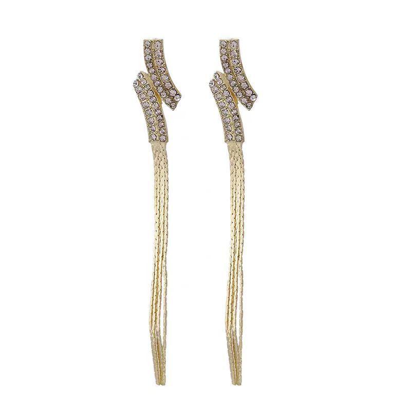 

Alloy Minimalist Long Tassel Earrings With Full Rhinestones For Female Fashion