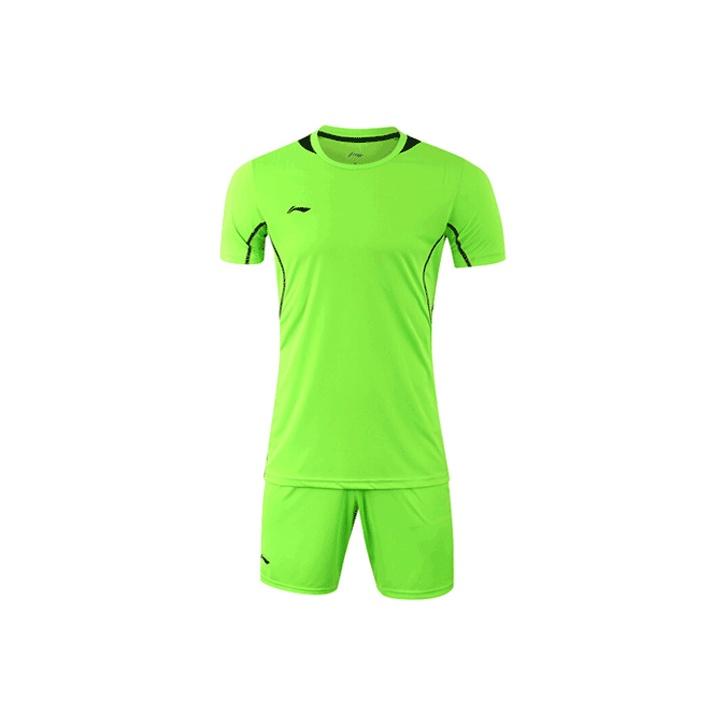 Li Ning Football Series Logo Solid Color Training Sports Suit Men Sportswear Fluorescent-Green AATK133-6
