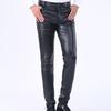 Men Pants Faux Leather Smooth Solid Color Slim Fit Pockets Mid Waist Soft Breathable Elastic Motocycle Streetwear Club Long Trousers