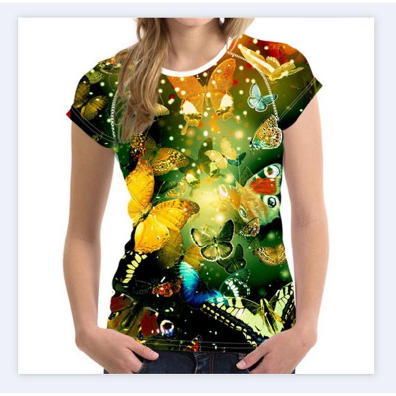 Summer T-Shirts Butterfly 3D Print Streetwear Women's Casual Fashion Oversized O-Neck T Shirt Female Girl Tops Tees Clothing
