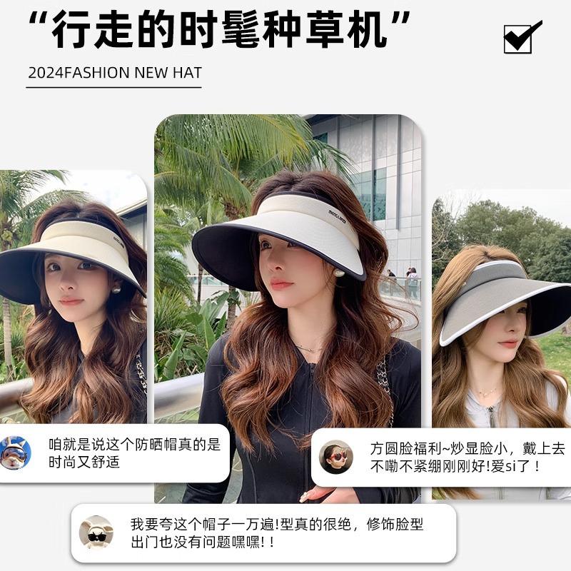UPF + large brim empty top hat children's new UV protection face covering vinyl sun protection sun hat summer