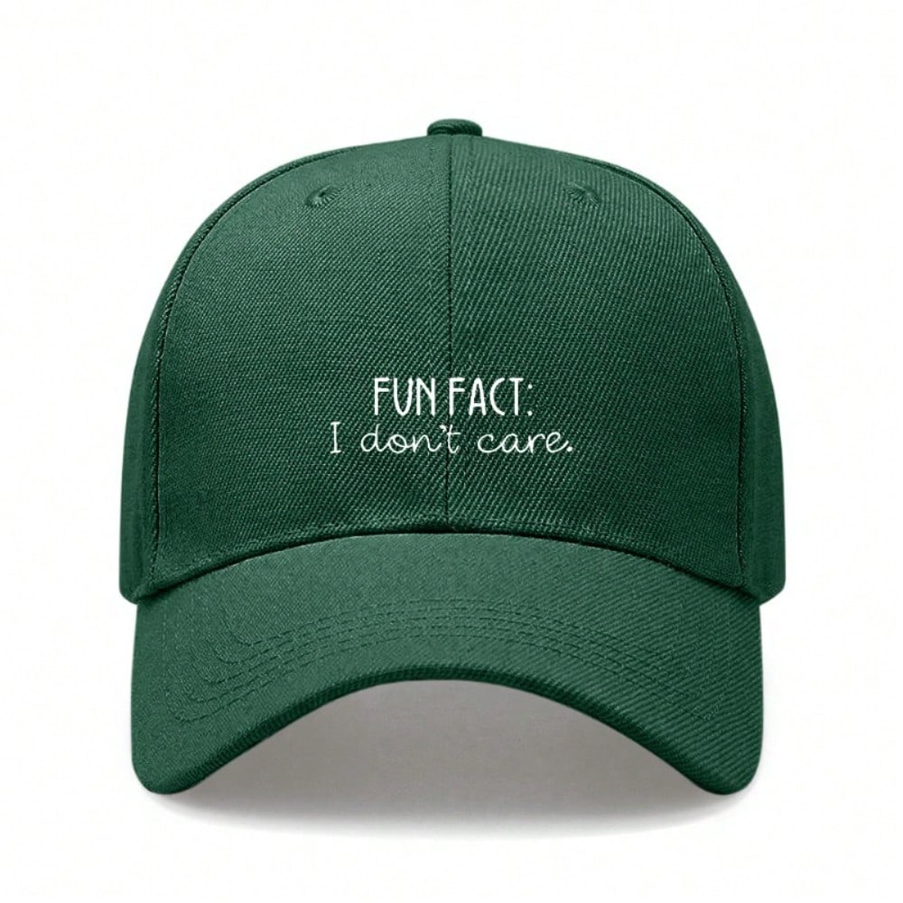 [Casual Baseball Cap] Beige "FUN FACT: I Don't Care." Print Baseball Hat, Adjustable Breathable Lightweight Curved Brim, Daily Wear Sun Dad Hat