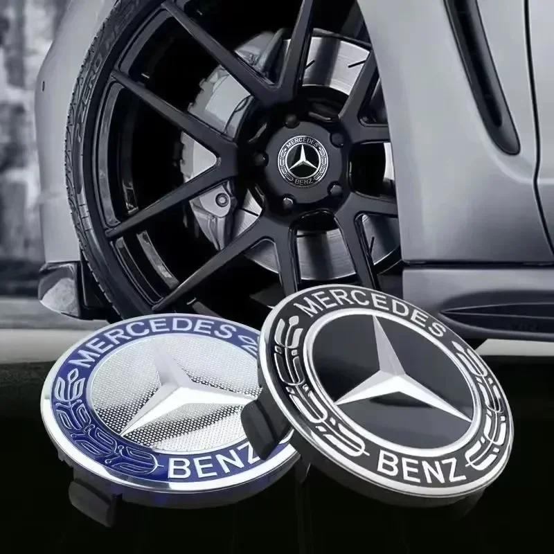 4 pieces 75mm Car Wheel Center Hub Caps Cover for Mercedes-Benz A/B/C/E/S/GLA/CLS Class C200L GLC GLK CLA decorate Accessories