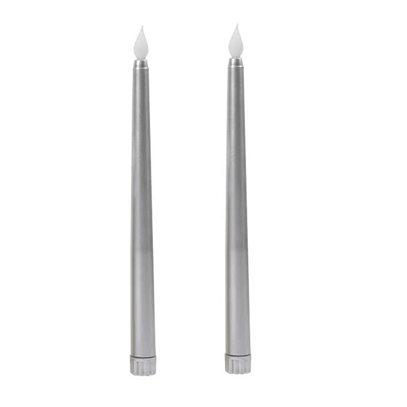 2Pcs Flameless Taper Long Candles Battery Operated Fake Flickering LED 3D Candlesticks Dinner Halloween Table Party Decor