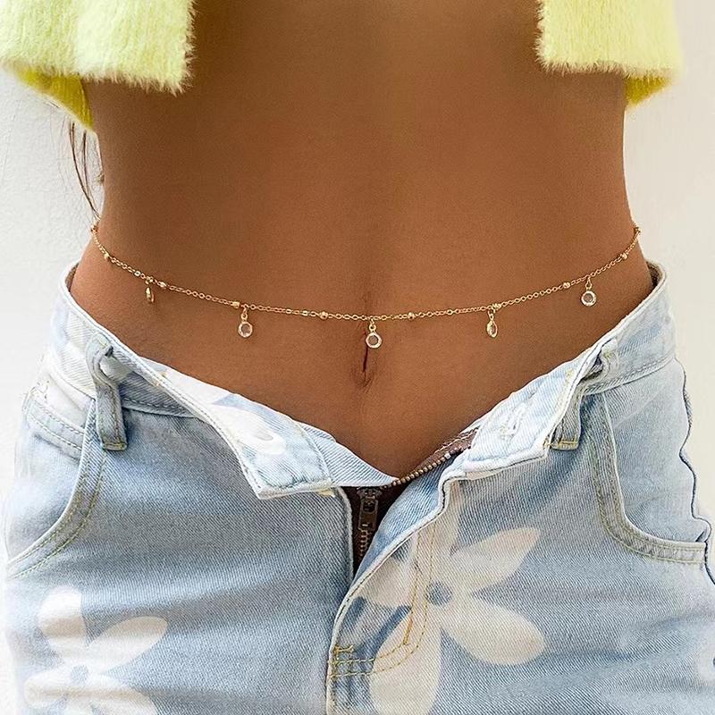 New Fashion Sexy Double Layer Crystal Pendant Chain For Women Waist Bead Belly Chain Belly Belt Summer Beach Body Jewelry Gifts золотой