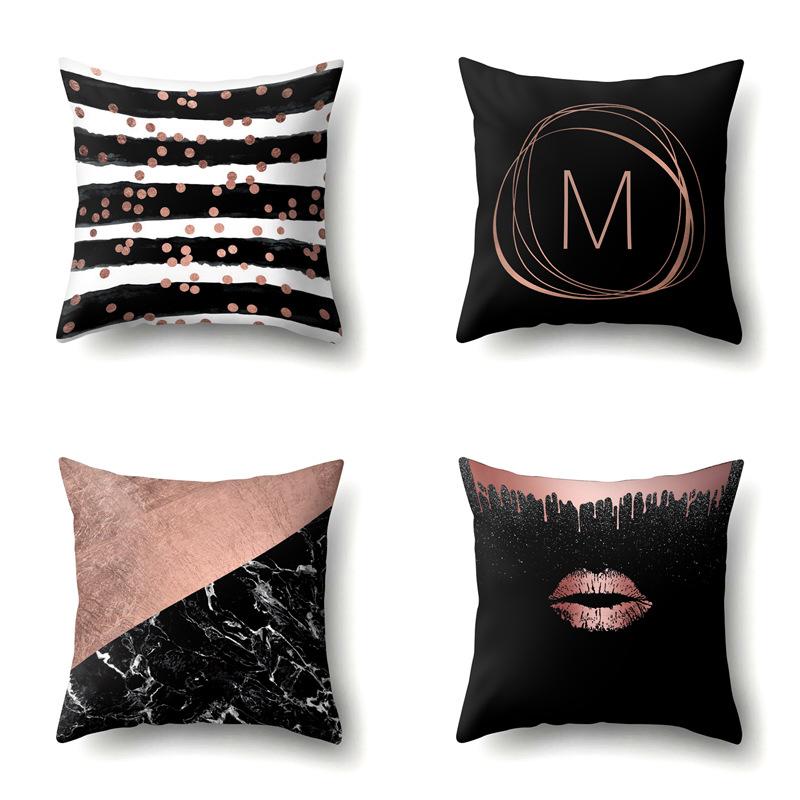 Polyester Pillow Case Automobile Decoration Home Printed Pillow Case Waist Cushion Cover Car Cushion Head Cushion Cover