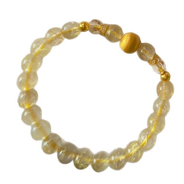 Armband aus Goldenem Rutilquarz & Citrin mit mehreren Edelsteinen und Tigerauge für Glück und Reichtum