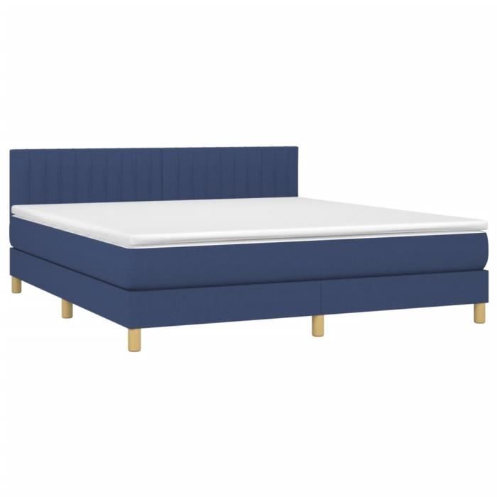 3140791 vidaXL Lit à sommier tapissier avec matelas Bleu 160x200 cm Tissu