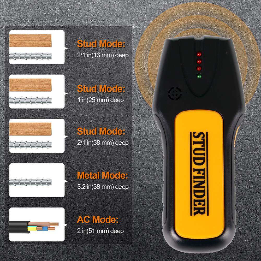 Handheld Metal Detector Underground Depth 19mm Scanner Search Stud Finder Wood AC Live Wires Finder Electric Wall Metal Detector