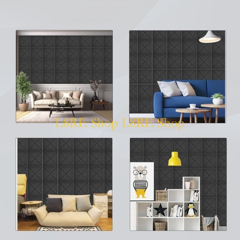 L8RE Pack of 12 Square Foam Panels Soundproof Wall Panels Polyester Acoustics Tiles