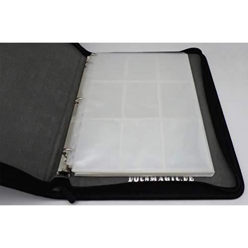 docsmagic.de 3-ring premium zip-album black + 50 9-pocket premium pages - classeur pour jeu de cartes + feuilles - noir - pkm - yg