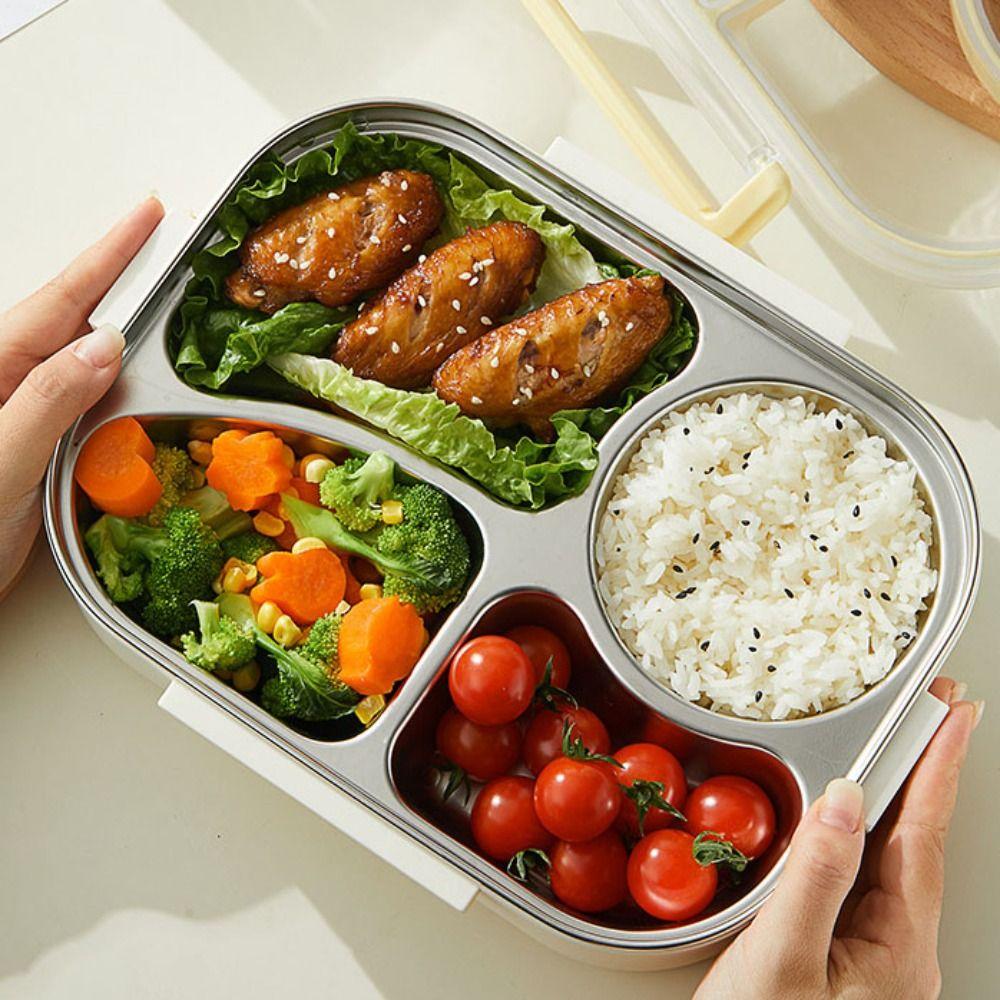 Divided Insulated Lunch Box 900/1400ML Compartment Lunch Box Stainless Steel Lunch Box  Worker