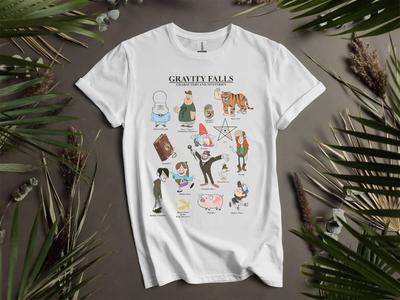 Gravity Falls Personage Mysteries T-shirt T-shirt Heren Dames Unisex T-shirt K516