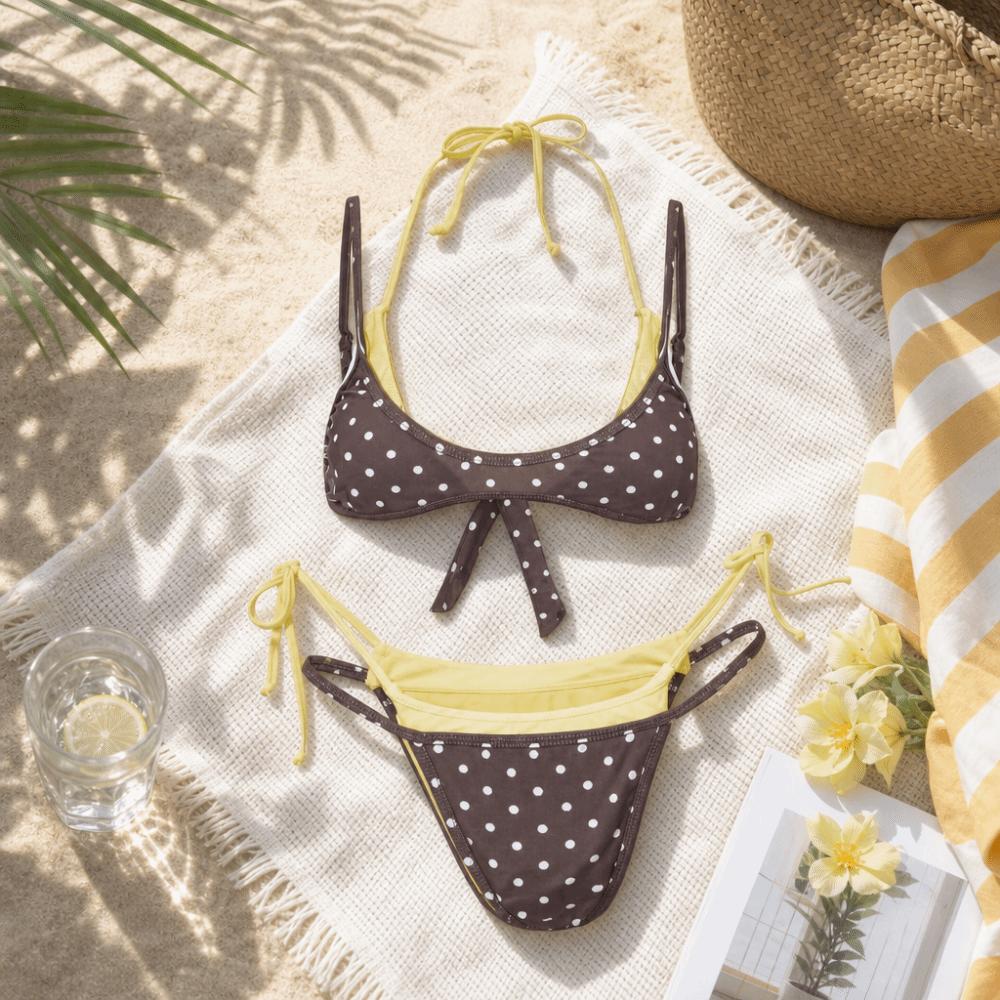 Deep V Ladies' Swimwear Low Waist Women Swimsuits New Halter Bikini Set Vacation