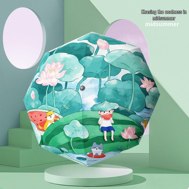 

Детский мультяшный складной зонт-наоборот: Легкий, Ручной, Защита от солнца и дождя, Идеально подходит для студентов