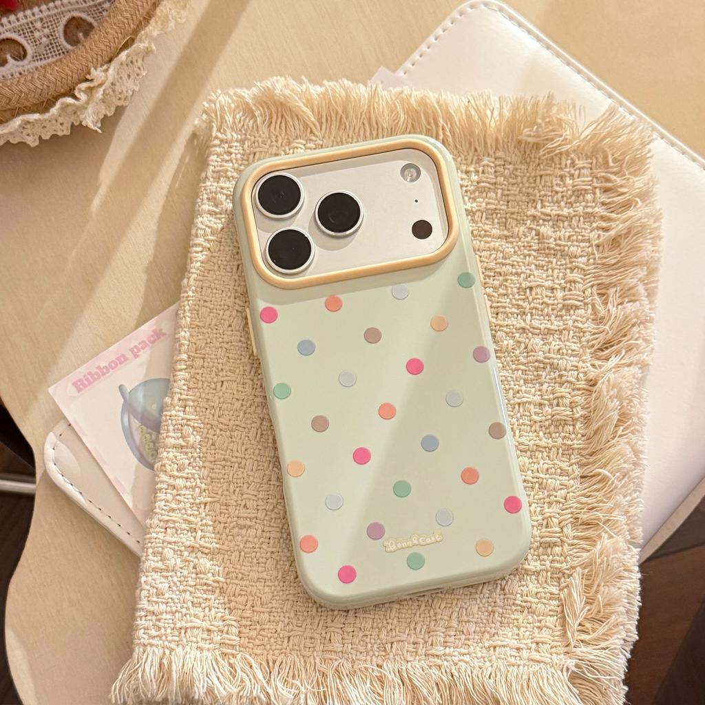 Dopamine Color-blocking Polka Dot Apple 17 Pro Phone Case, iPhone 16 Shockproof, 15 Macaron, 14 Soft, 13 Compatible