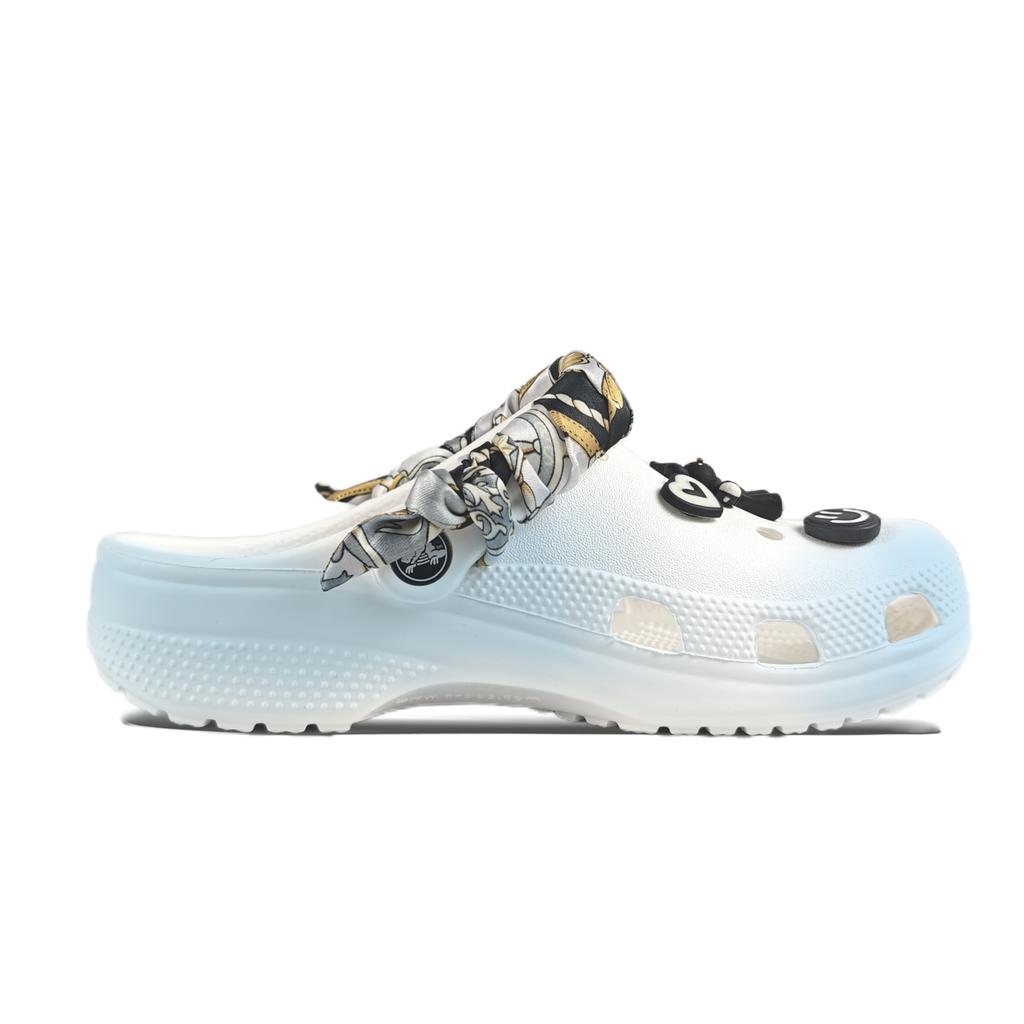 Crocs Crush Clog EVA Hello Smile Slipper Decorative Buckle Hand Painted Graffiti Casual Fashion Versatile Hole Shoes Unisex White