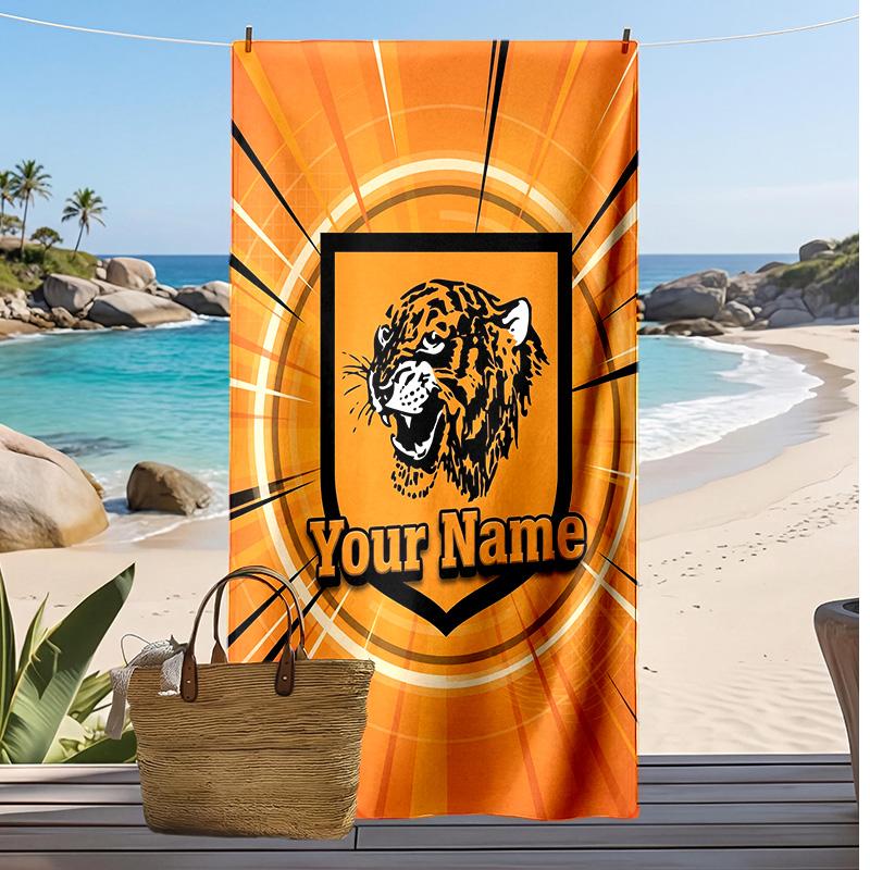 Hull FC Custom Beach Towel, Print Your Name Text Lightweight Absorbent Towel for Swimming Travel