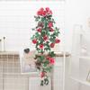 105cm Artificial Flowers Roses Rattan Fake Plants Vine Decoration Wall Hanging Home Decor Arch Accessories Wedding Room Wreath