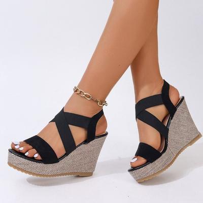 Sommer Damen High-Heel Sandalen Mode Keilsandalen Plateau Römische Schuhe für Damen Elastische Freizeitsandalen Gladiator Sandalen