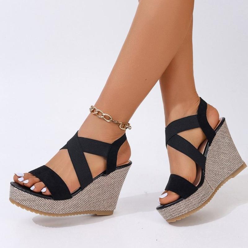 Summer Women High-heeled Sandals Fashion Wedge Sandals Platform Roman Shoes for Women Elastic Casual Sandals Gladiator Sandalias