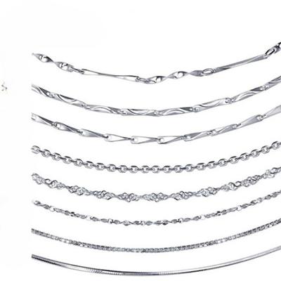 S925 Sterling Silver Necklace Women's Simple Water Wave Box Fashion Ornament Clavicle Chain Necklace Silver Jewelry
