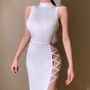 Neues Elegantes Schwarzes Ärmelloses Bandage Sexy Kleid für Damen Club Party Rückenfreies Tankkleid Skinny Mode Sommer