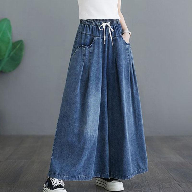 Spodnie Vintage Elastic High Waist Wide Leg Pans Damskie luźne casualowe spodnie jeansowe Damskie spodnie Streetwear Proste spodnie