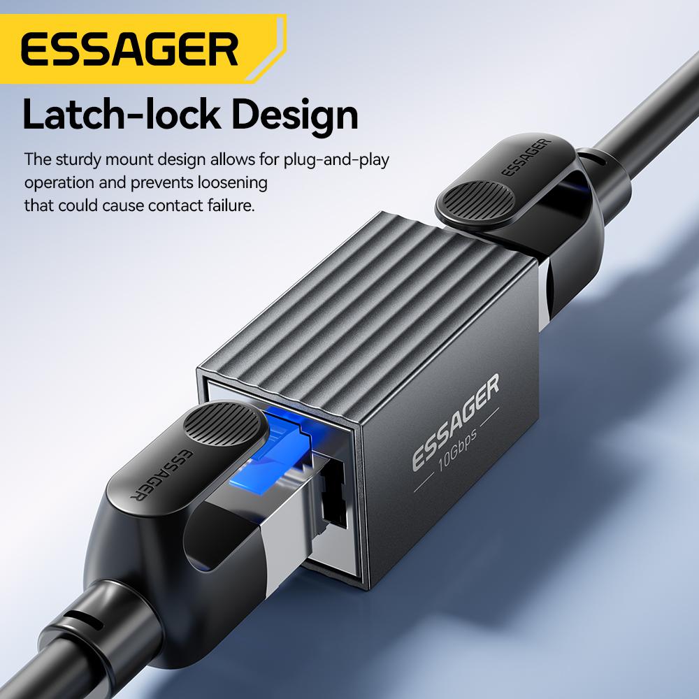 Essager 10Gbps RJ45 Connector Female to Female Gigabit Network Extender Extension for Cat8 Cat7 Cat6 Ethernet Cable Adapter