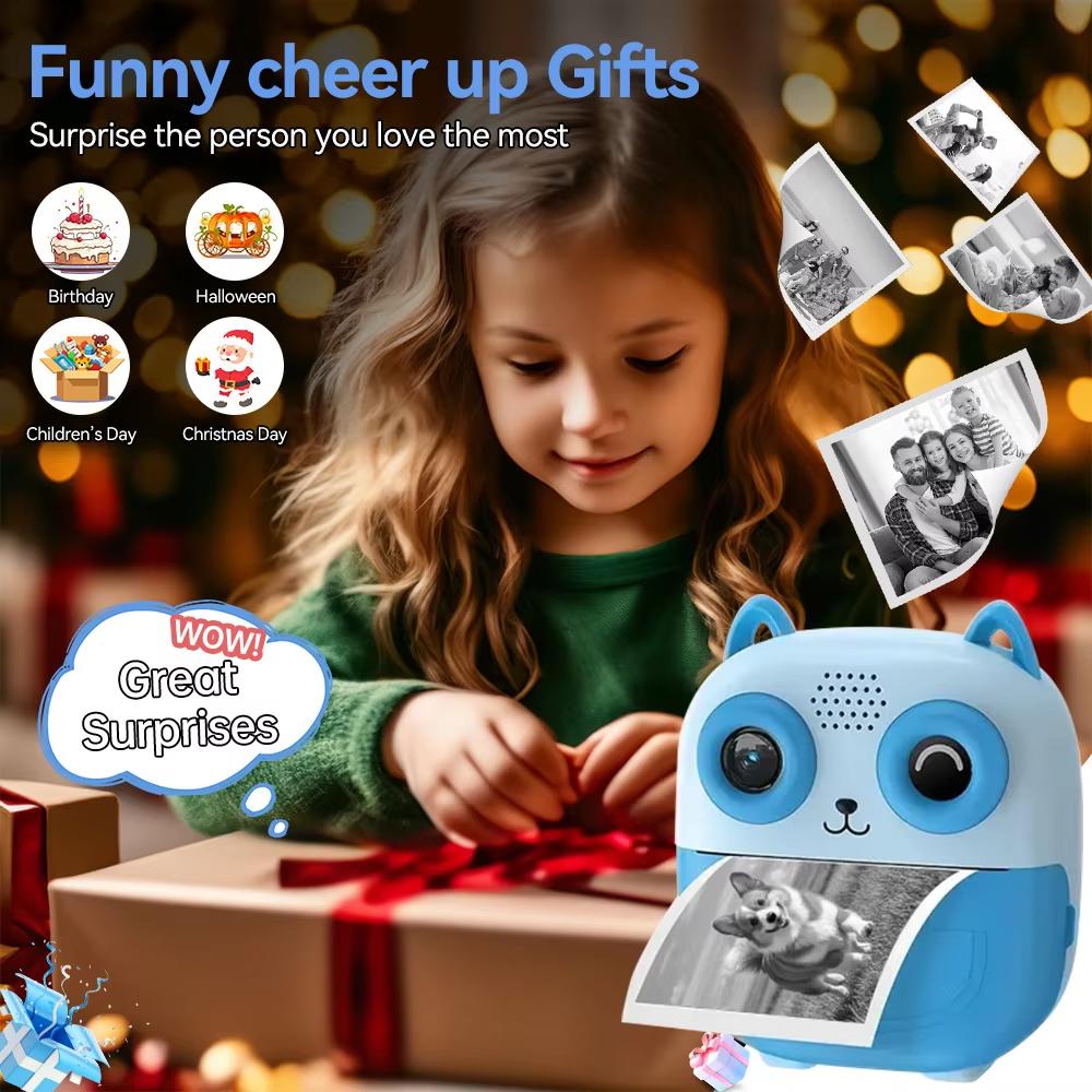 Digital Children Camera Photography Instant Print Mini Portable Photo Video Recorder Thermal Printer Educational Birthday Gifts