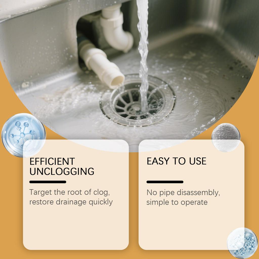 DrainCleaner, Powerful Foaming Clog Remover For Kitchen Sink, Bathroom & Shower Drains,Multi-Purpose Pipe Cleaning Powder For Fast-Acting Results