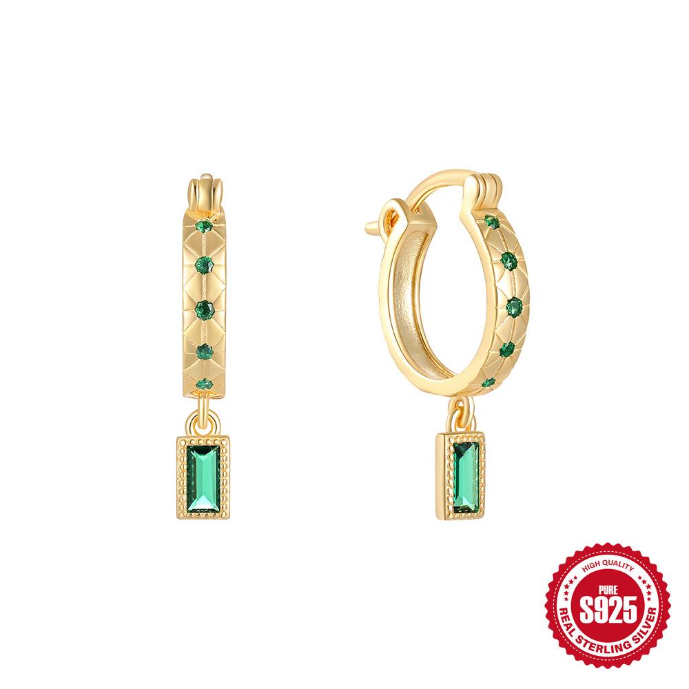 

Stylish And Simple S925 Sterling Silver Square Diamond-Encrusted Retro Earrings, Daily Matching Earrings, Earrings. 925 Silver