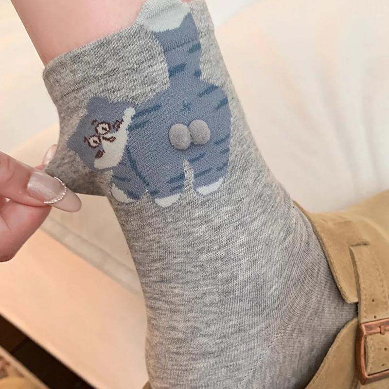 Three-Dimensional Cat Printed Men Female Mid Tube Socks Soft Comfortable Sweat Absorbing Breathable Casual Couples Sock