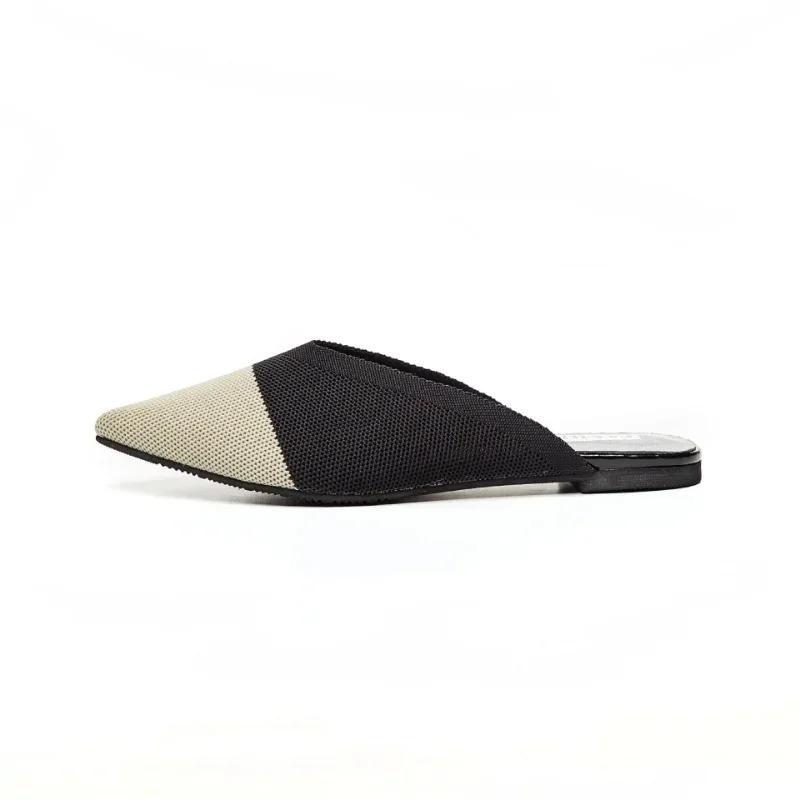 Women Mules Summer Knitting Pointed Women Half Slides Mules Loafers Casual Slipper Female Shoes Flat Sandals Size 35-43