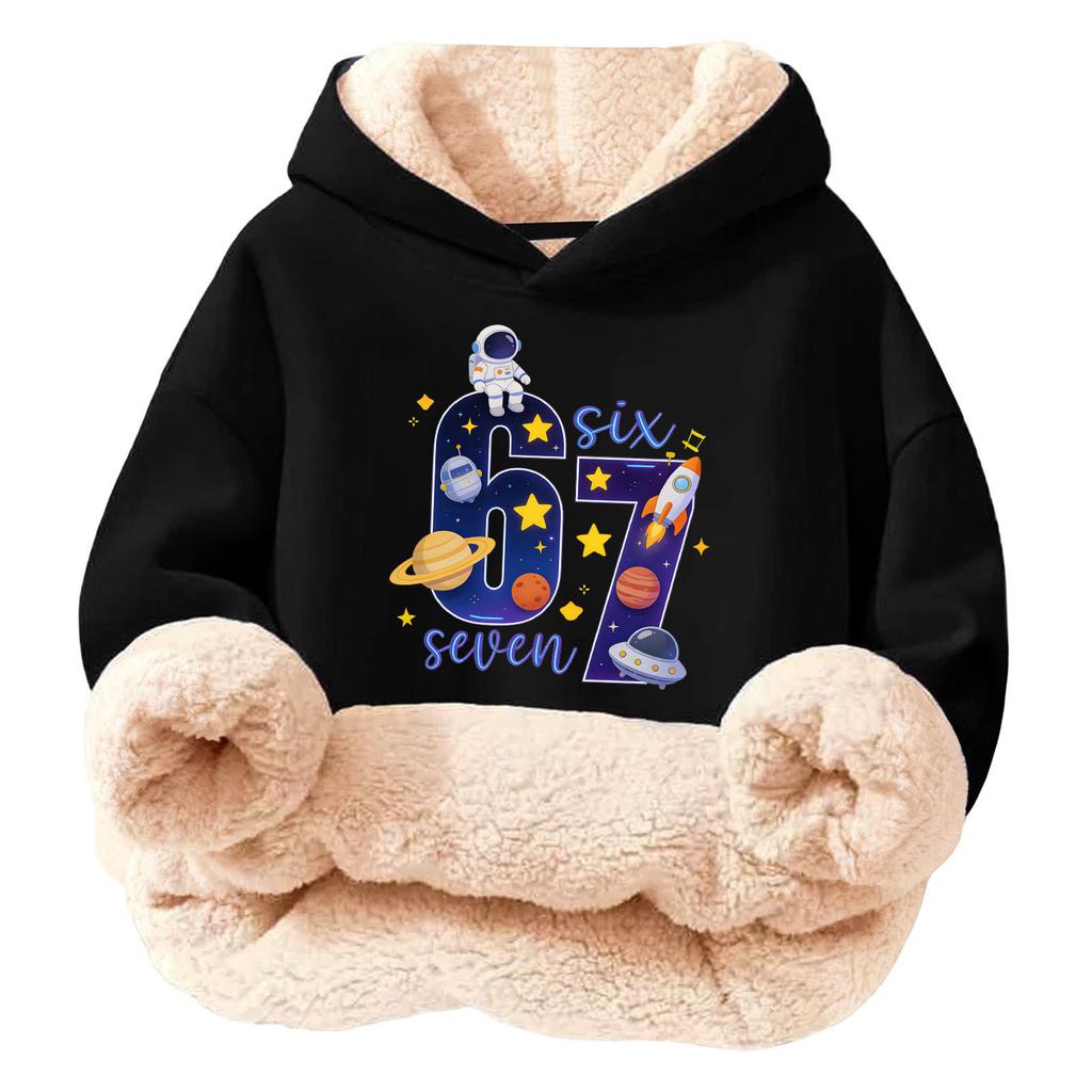 Children's Fashionable Printing Casual Fleece Hooded Loose Fit Hoodie Without Pockets
