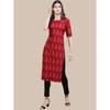Muslim Women Kurta, All Over Print, Three Quarter Sleeves, Ethnic Floral Pattern, Loose Fit, Suitable for Vacation and Commuting, Elegant Style