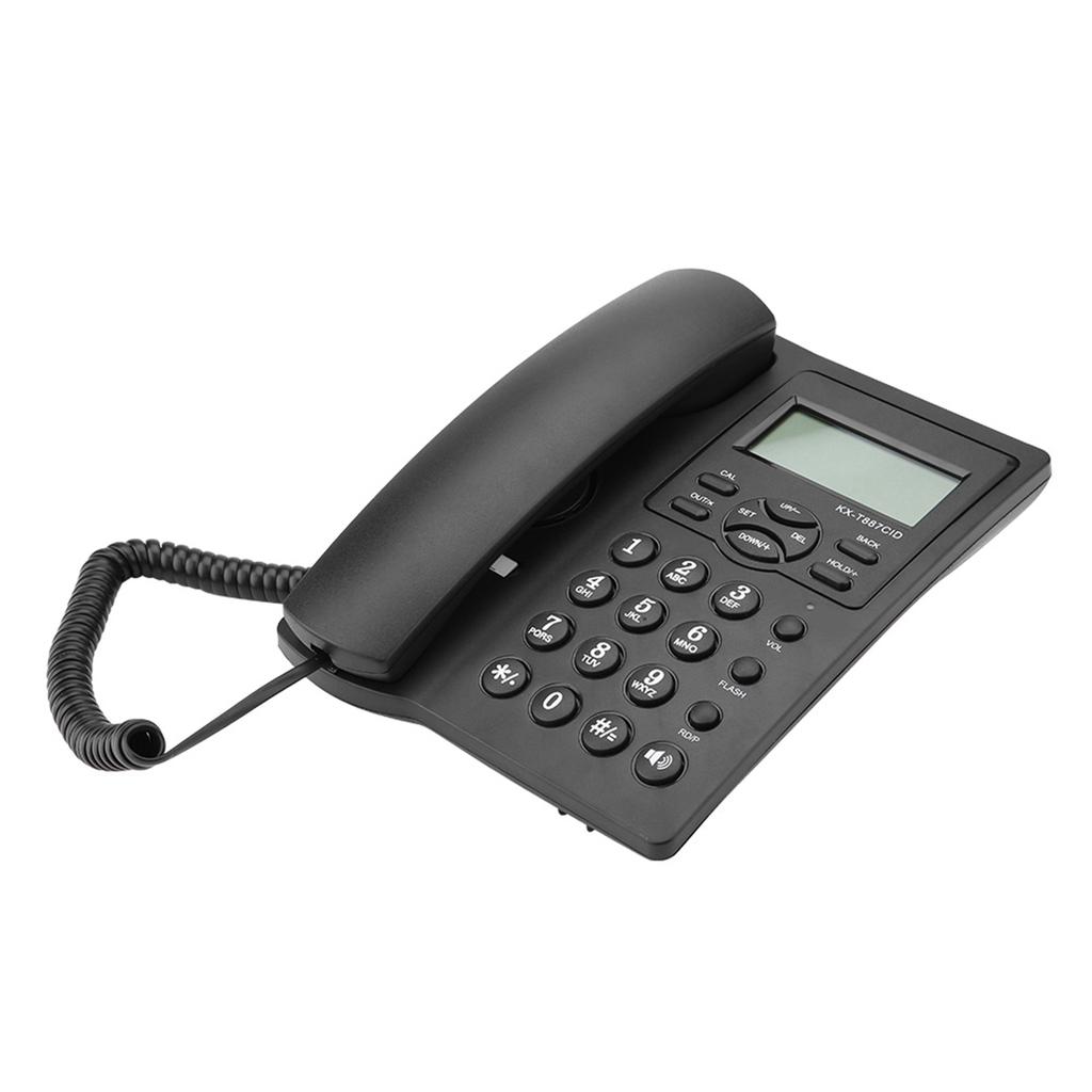 LCD Display Semi Hands Free Corded Phone with Speakerphone 3‑group Alarms Desktop Corded Telephone