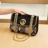 Snake Print Patent Leather Chain Shoulder Bag