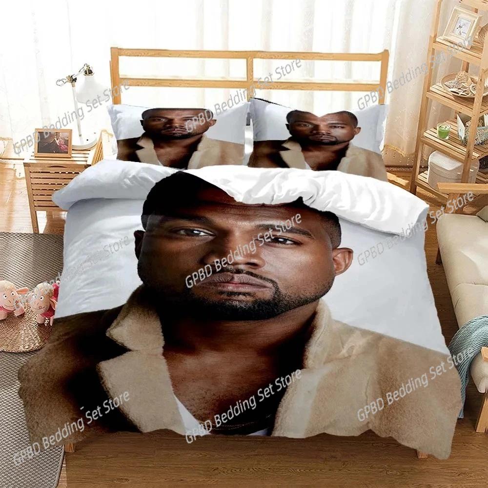Rapper Kanye West Musik 3D Bettwäsche-Set Bettbezug Kissenbezüge Einzelbett Twin Full Queen King Size Heimdekoration Tagesdecke Jungen Geschenk