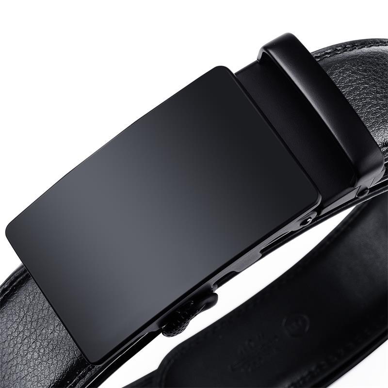Men's Belt Genuine Leather Automatic Buckle Business Cowhide Belt Male Middle-aged and Young Versatile Simple Casual Trouser Belt for Men