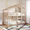 VidaXL Bunk Bed with Roof 80x200 Cm Solid Pine Wood, Bed, Bed Frame, Loft Bed, Bedroom Furniture, Slatted Base, 3281958
