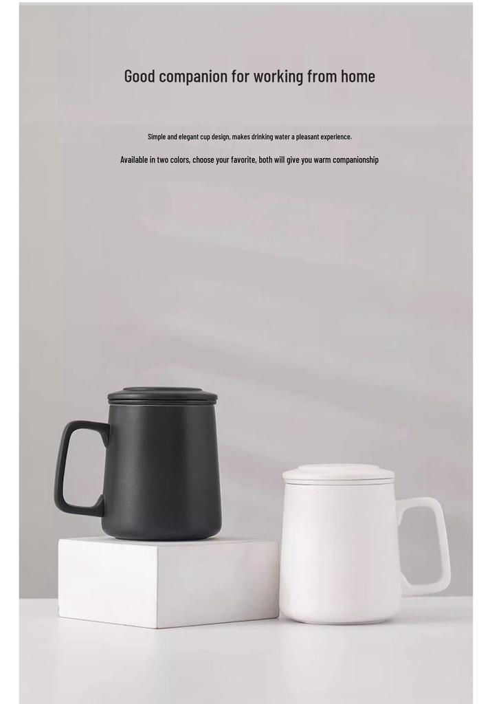 Geometric Ceramic Tea Brewing Cup with Lid and Filter