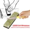 Whetstone Knife Sharpening Stone 10000 Grit with Non-Slip Base, Natural Emerald Finishing Stone 10000+
